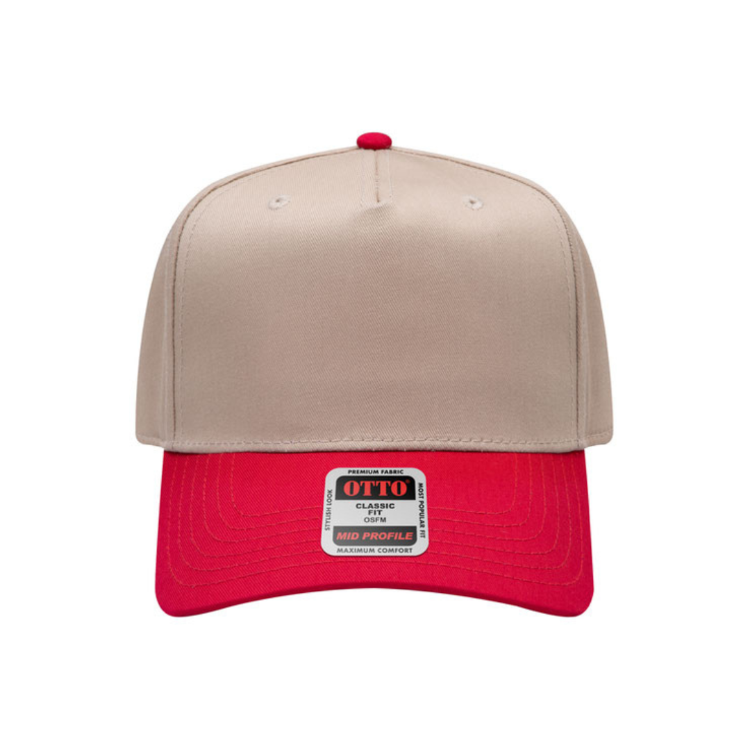 Otto Cap 31-069 Custom Patch 5-Panel Baseball Cap – Snapback in Khaki/Red - view 2