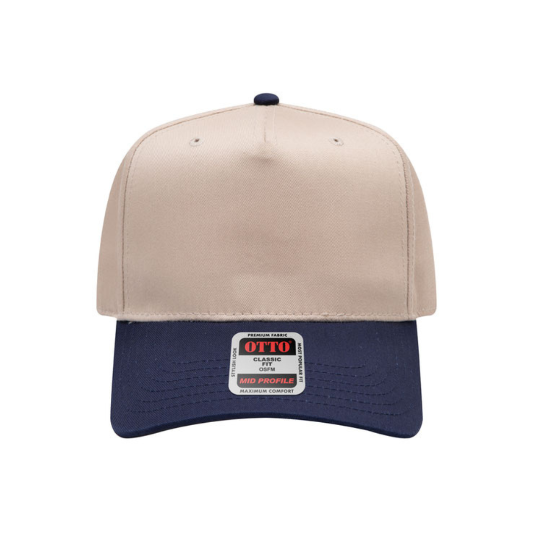 Otto Cap 31-069 Custom Patch 5-Panel Baseball Cap – Snapback in Natural/Navy - view 2