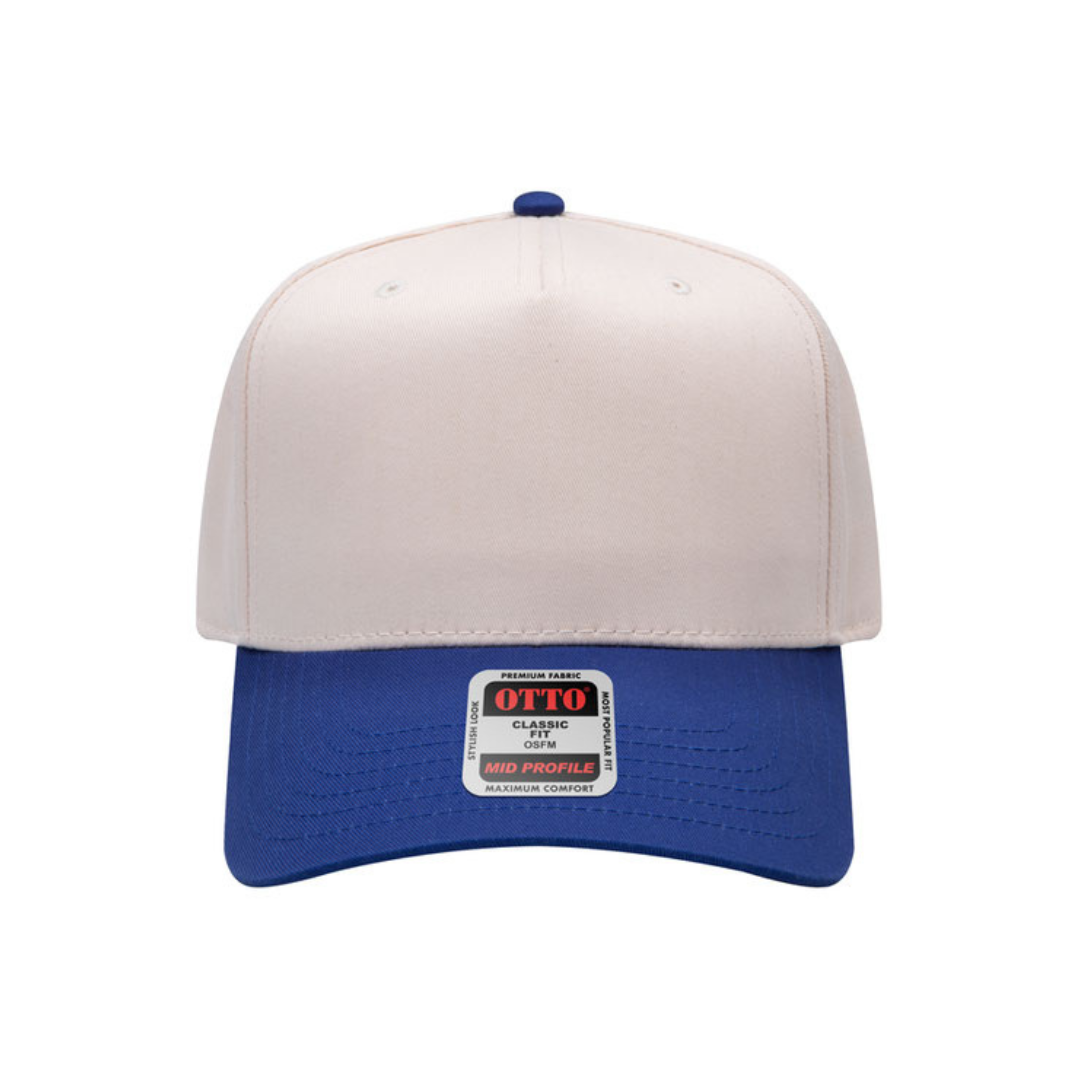 Otto Cap 31-069 Custom Patch 5-Panel Baseball Cap – Snapback in Natural/Royal Blue - view 2
