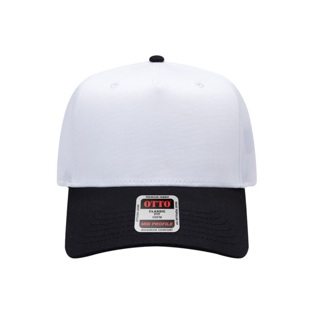 Otto Cap 31-069 Custom Patch 5-Panel Baseball Cap – Snapback in White/Black - view 2