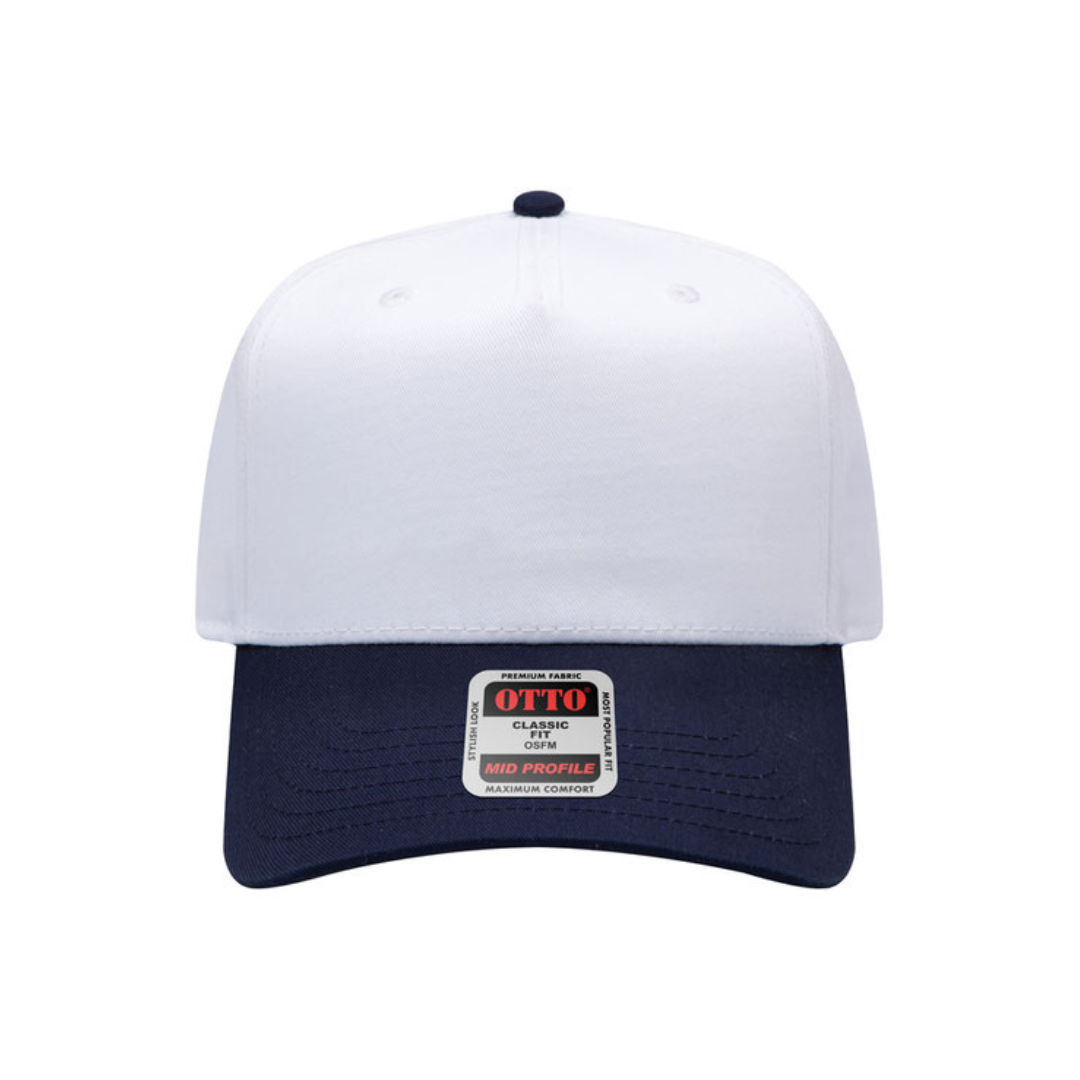 Otto Cap 31-069 Custom Patch 5-Panel Baseball Cap – Snapback in White/Navy - view 2