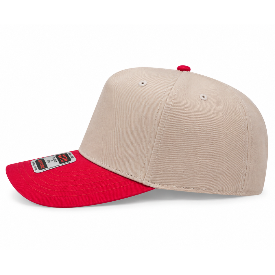 Otto Cap 31-069 Custom Patch 5-Panel Baseball Cap – Snapback in Khaki/Red - view 3