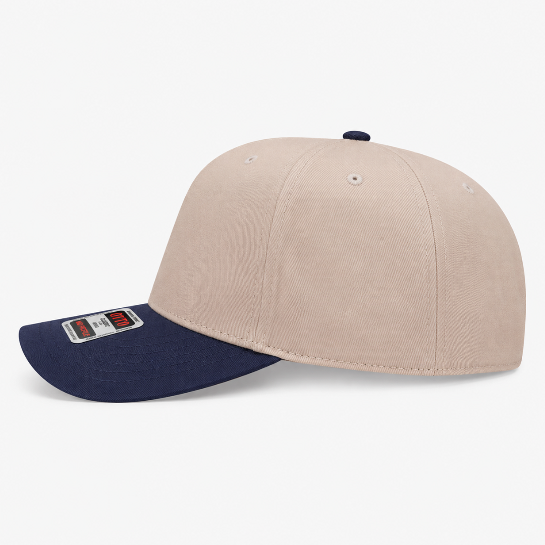 Otto Cap 31-069 Custom Patch 5-Panel Baseball Cap – Snapback in Natural/Navy - view 3