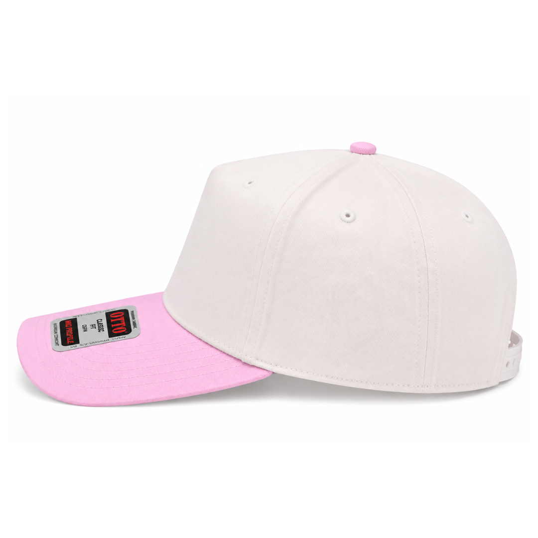 Otto Cap 31-069 Custom Patch 5-Panel Baseball Cap – Snapback in Natural/Pink - view 3