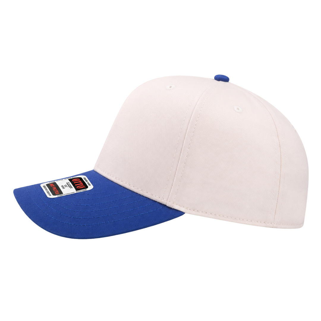 Otto Cap 31-069 Custom Patch 5-Panel Baseball Cap – Snapback in Natural/Royal Blue - view 3