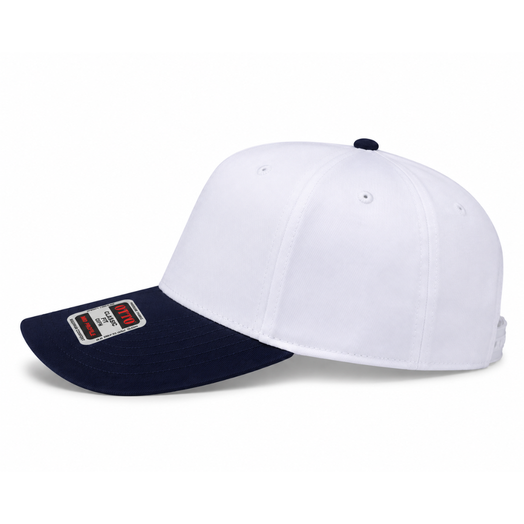 Otto Cap 31-069 Custom Patch 5-Panel Baseball Cap – Snapback in White/Navy - view 3