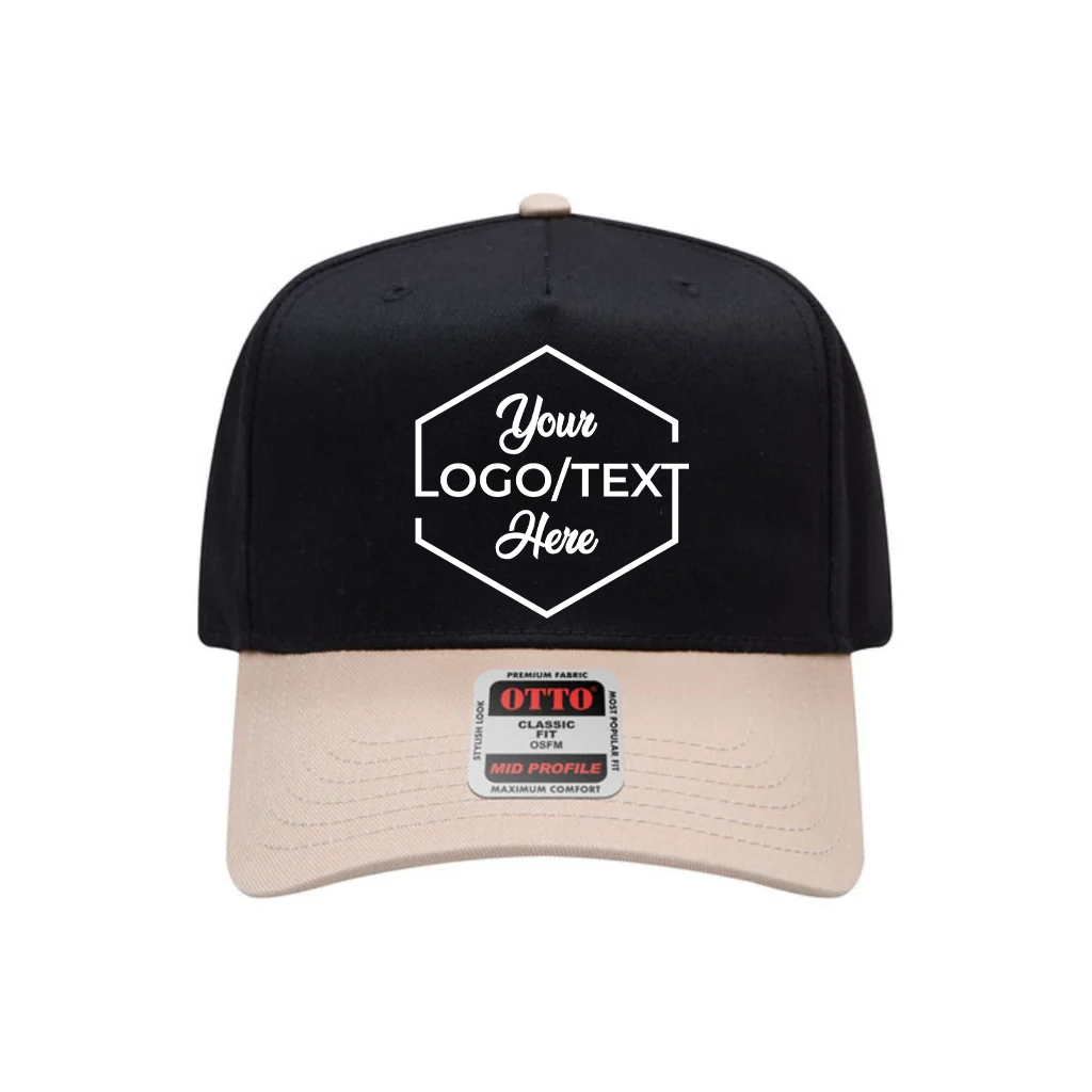 Otto Cap 31-069 Custom Patch 5-Panel Baseball Cap – Snapback in Black/Khaki - view 5