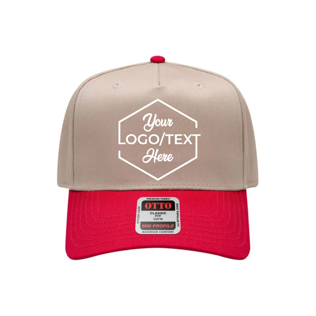 Otto Cap 31-069 Custom Patch 5-Panel Baseball Cap – Snapback in Khaki/Red - view 5