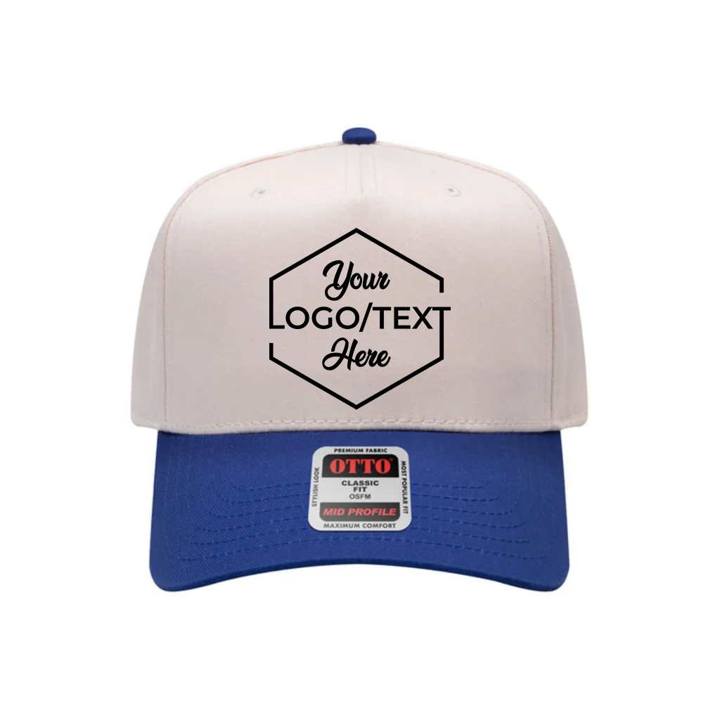 Otto Cap 31-069 Custom Patch 5-Panel Baseball Cap – Snapback in Natural/Royal Blue - view 5