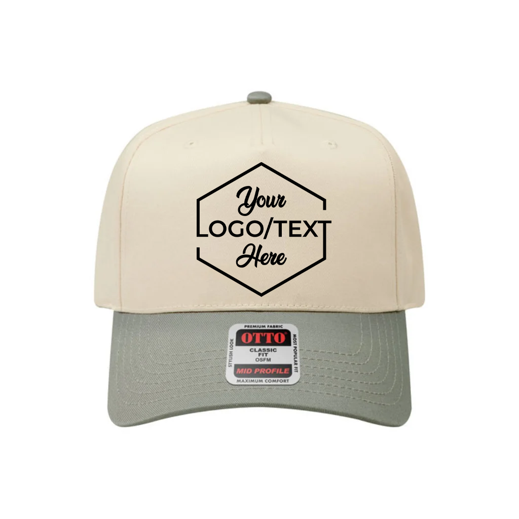 Otto Cap 31-069 Custom Patch 5-Panel Baseball Cap – Snapback in Natural/Sage Green - view 5