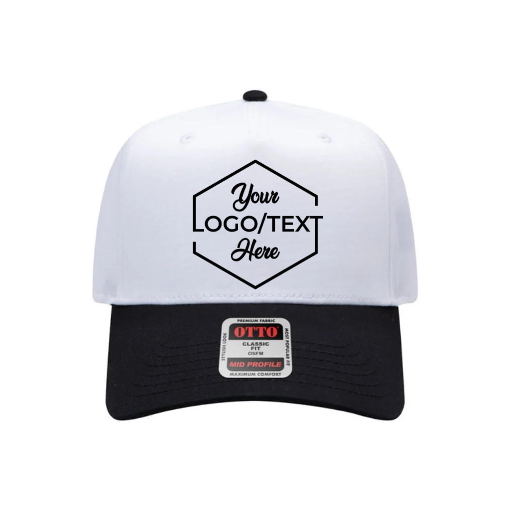 Otto Cap 31-069 Custom Patch 5-Panel Baseball Cap – Snapback in White/Black - view 5