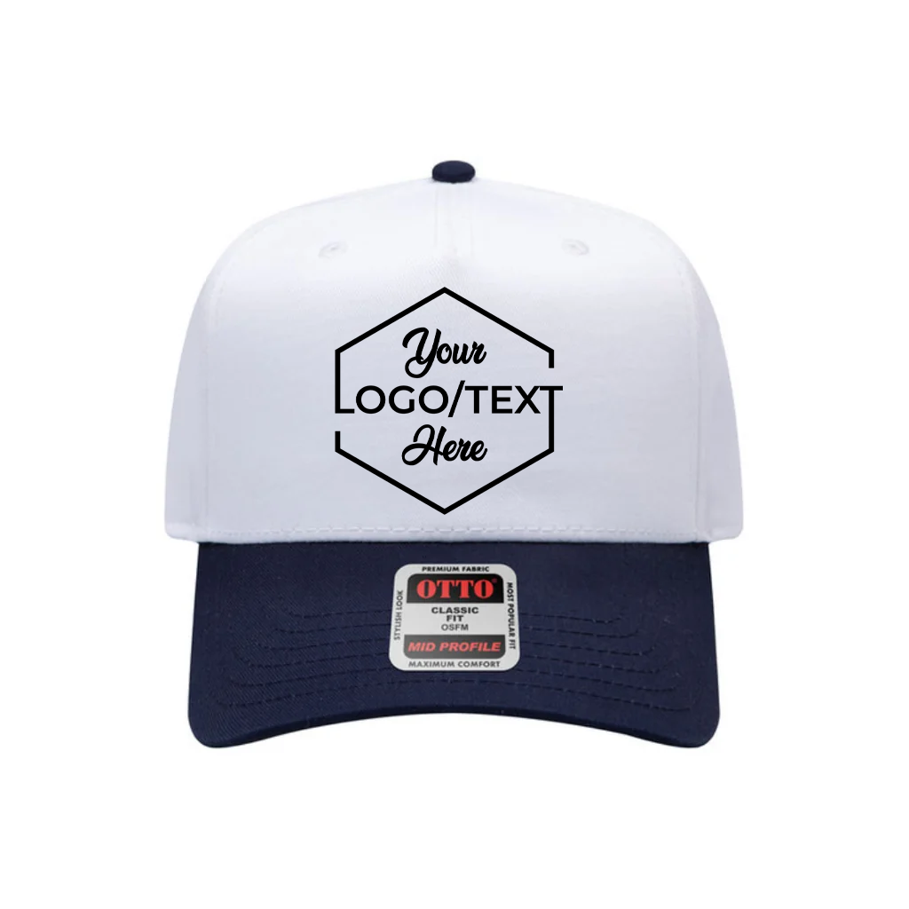 Otto Cap 31-069 Custom Patch 5-Panel Baseball Cap – Snapback in White/Navy - view 5