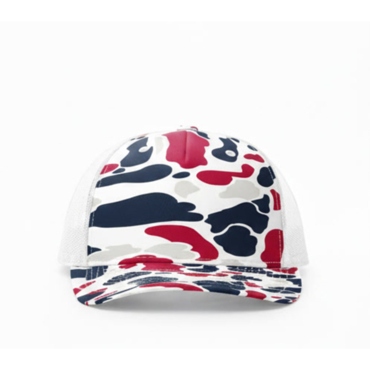 Richardson 112PFP Custom Patch Camo Trucker Hat – Mesh Back Snapback in Americana Duck Camo/White - view 2