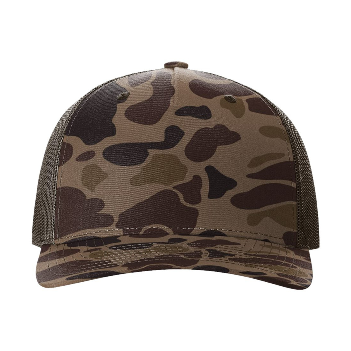 Richardson 112PFP Custom Patch Camo Trucker Hat – Mesh Back Snapback in Bark Duck Camo/Brown - view 2