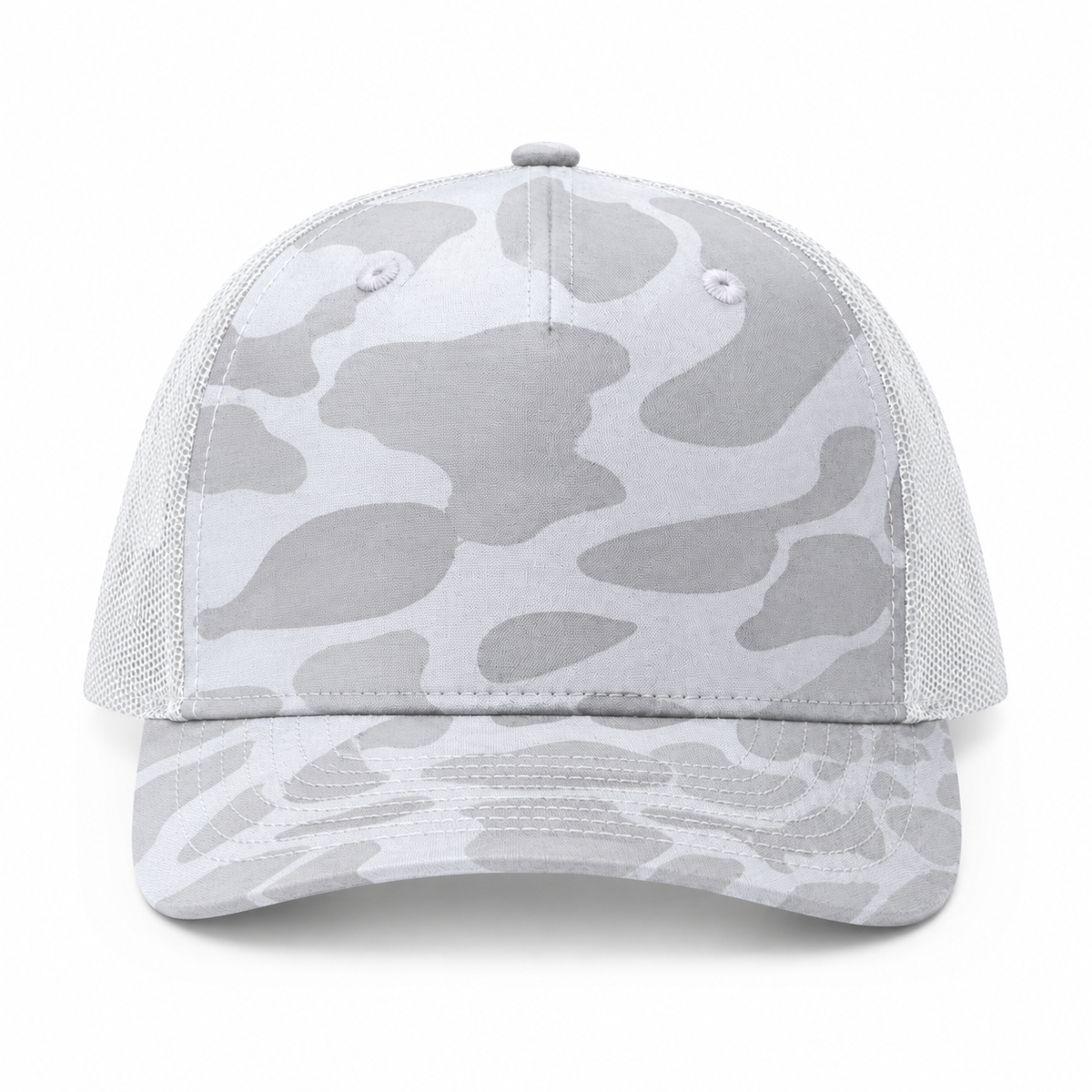 Richardson 112PFP Custom Patch Camo Trucker Hat – Mesh Back Snapback in Blizzard Duck Camo/White - view 2