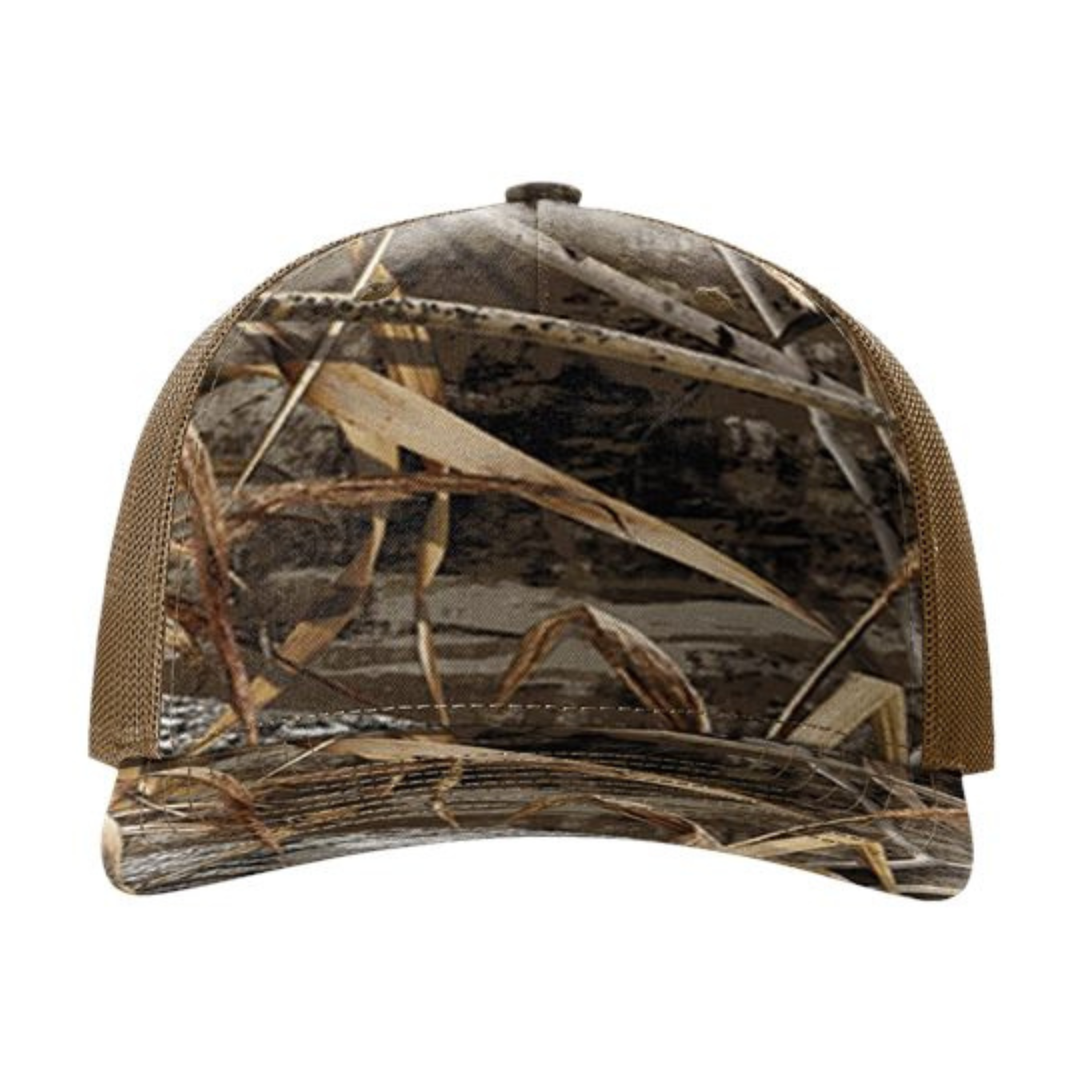 Richardson 112PFP Custom Patch Camo Trucker Hat – Mesh Back Snapback in Realtree Max-7/Buck - view 2