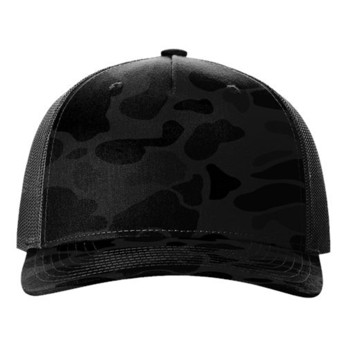 Richardson 112PFP Custom Patch Camo Trucker Hat – Mesh Back Snapback in Sable Duck Camo/Black - view 2