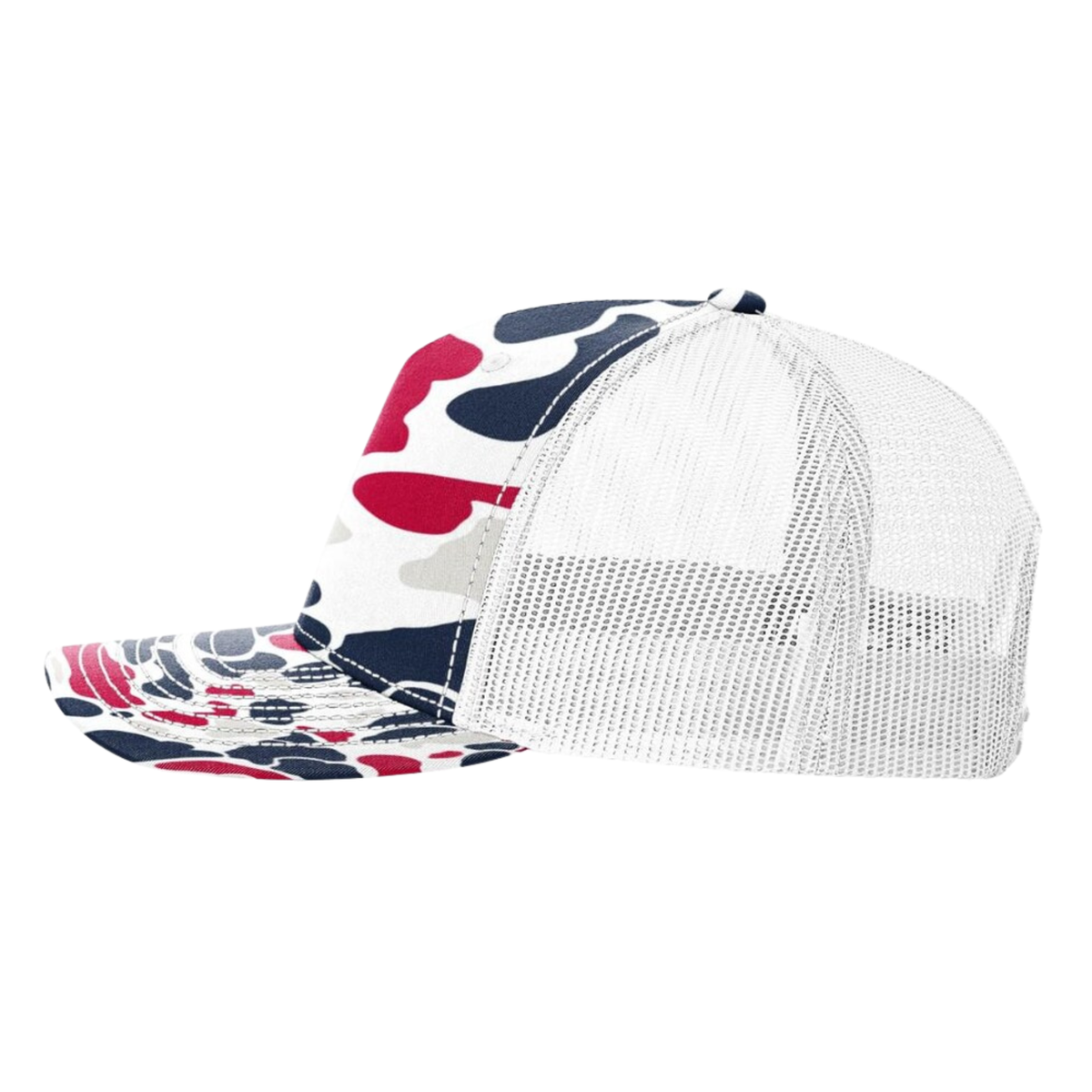 Richardson 112PFP Custom Patch Camo Trucker Hat – Mesh Back Snapback in Americana Duck Camo/White - view 3