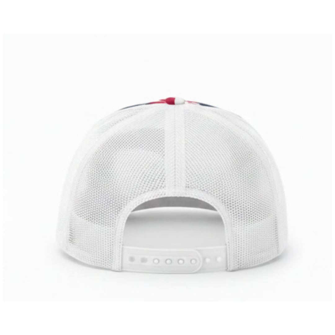 Richardson 112PFP Custom Patch Camo Trucker Hat – Mesh Back Snapback in Americana Duck Camo/White - view 4