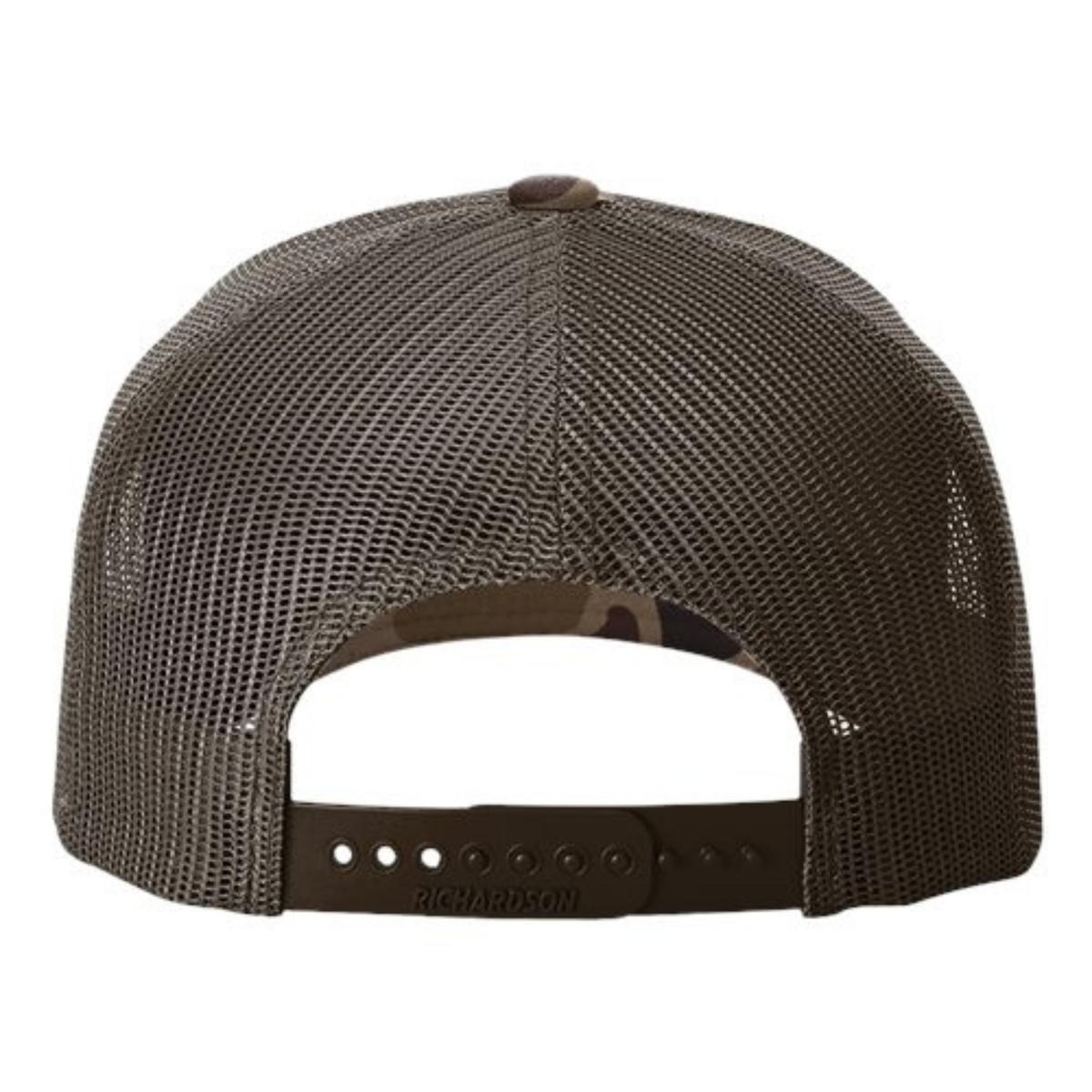 Richardson 112PFP Custom Patch Camo Trucker Hat – Mesh Back Snapback in Bark Duck Camo/Brown - view 4