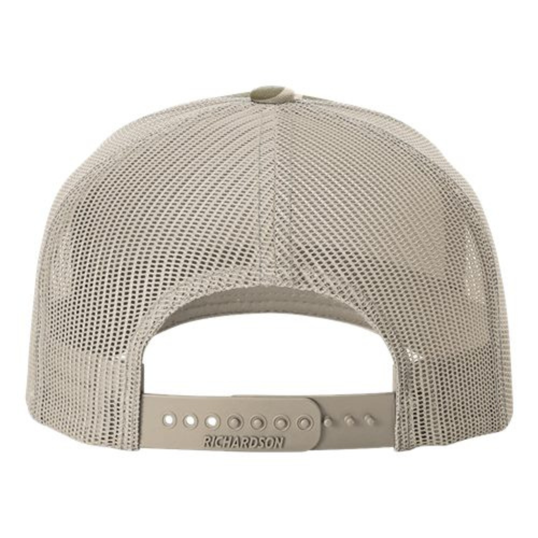 Richardson 112PFP Custom Patch Camo Trucker Hat – Mesh Back Snapback in Harvest Duck Camo/Light Tan - view 4