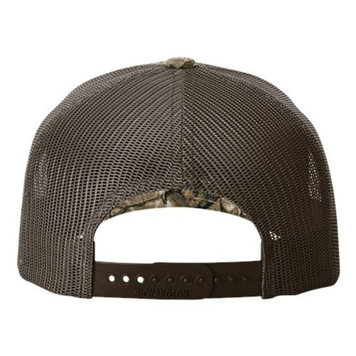 Richardson 112PFP Custom Patch Camo Trucker Hat – Mesh Back Snapback in Realtree Edge/Brown - view 4