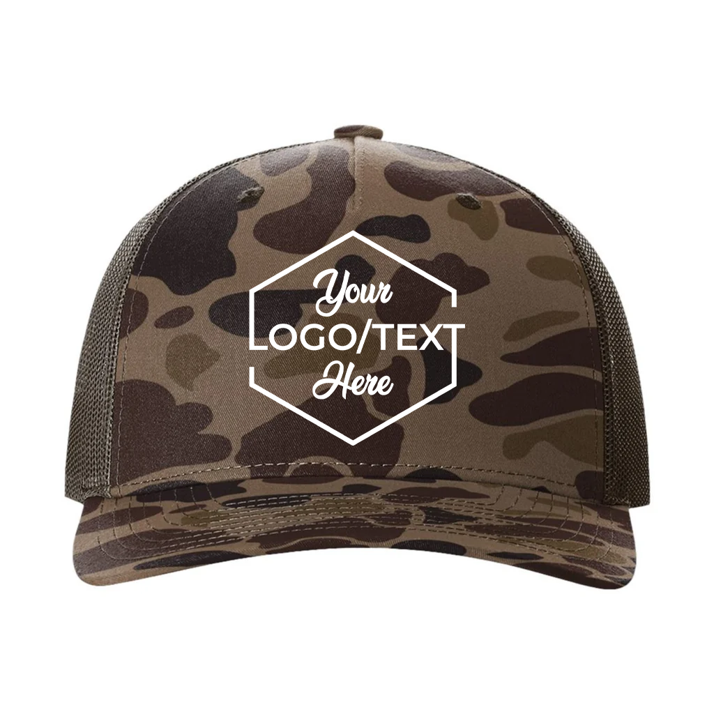 Richardson 112PFP Custom Patch Camo Trucker Hat – Mesh Back Snapback in Bark Duck Camo/Brown - view 5