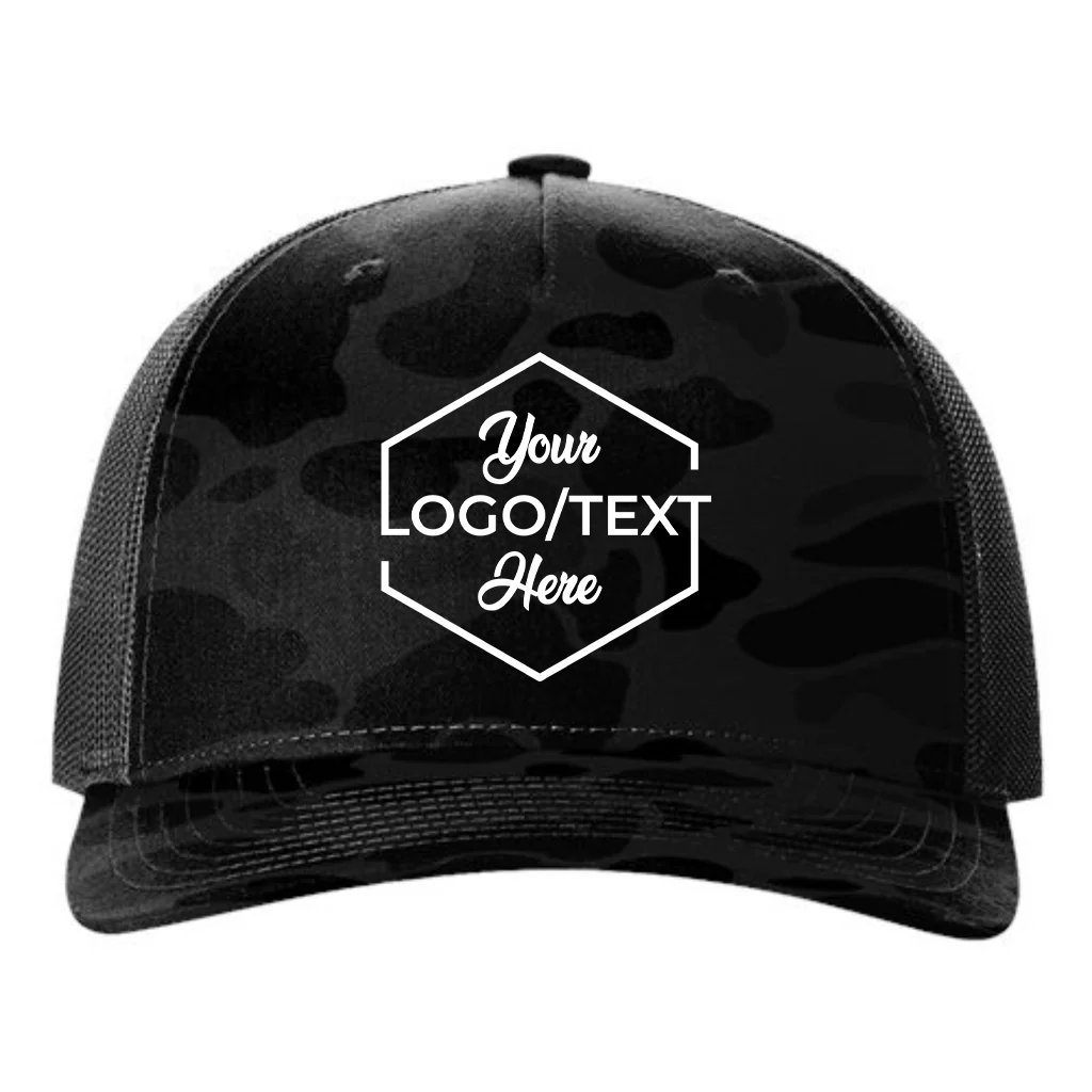 Richardson 112PFP Custom Patch Camo Trucker Hat – Mesh Back Snapback in Sable Duck Camo/Black - view 5