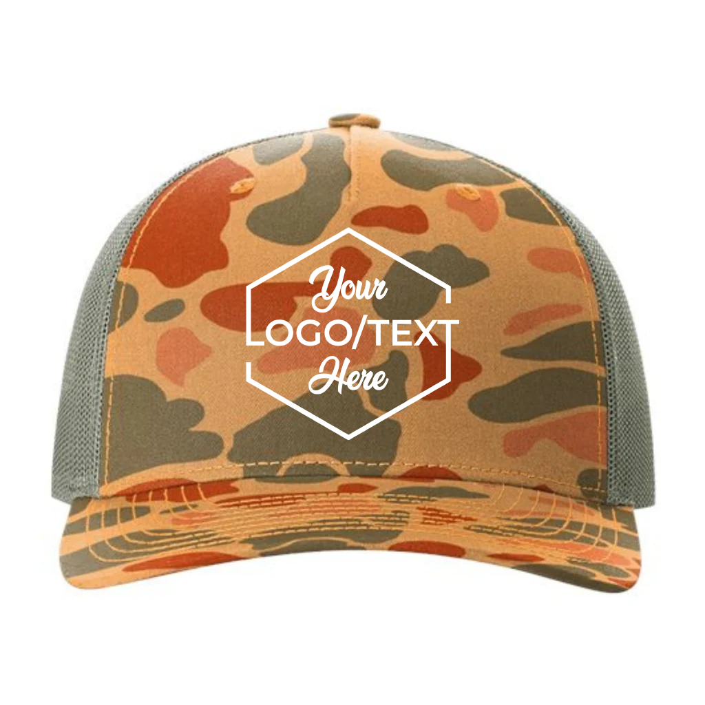 Richardson 112PFP Custom Patch Camo Trucker Hat – Mesh Back Snapback in Sienna Duck Camo/Loden - view 3