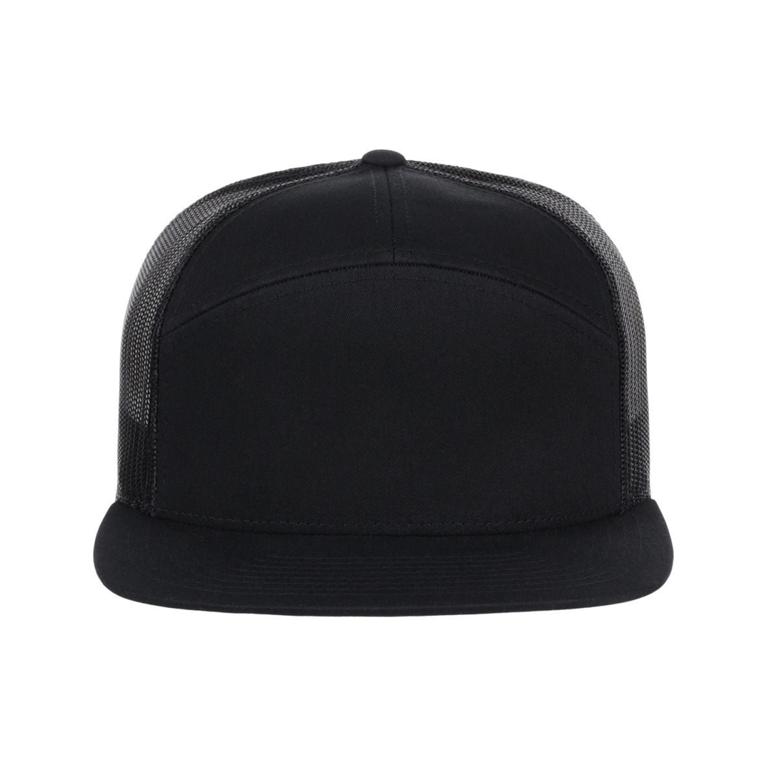 Richardson 168 Custom Patch 7-Panel Trucker Hat – High Profile Flat Bill in Black - view 2