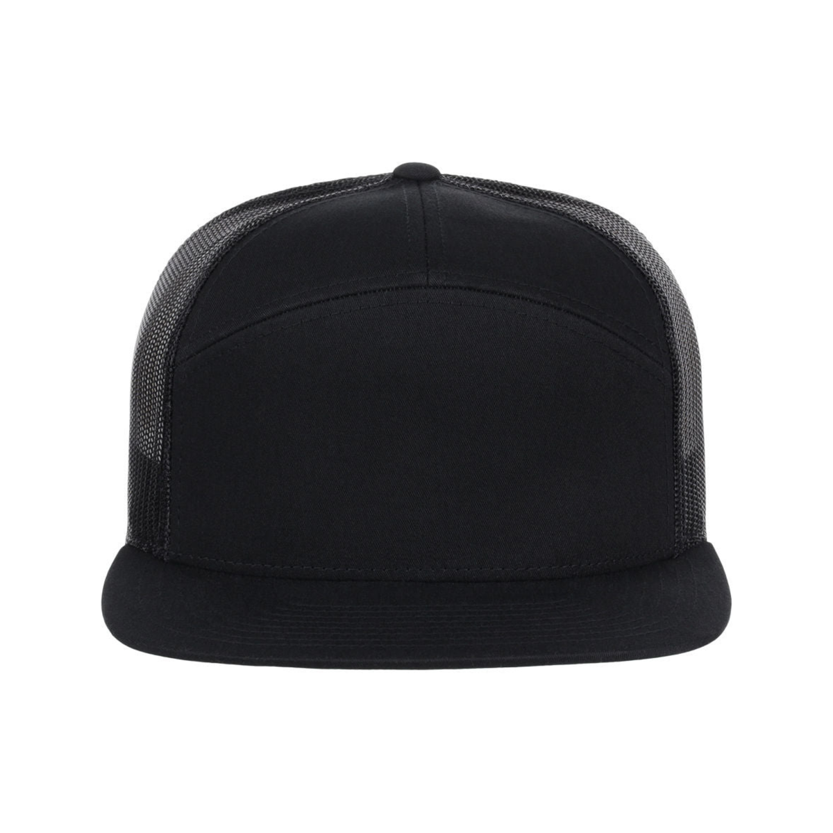 Richardson 168 Custom Patch 7-Panel Trucker Hat – High Profile Flat Bill in Black - view 2