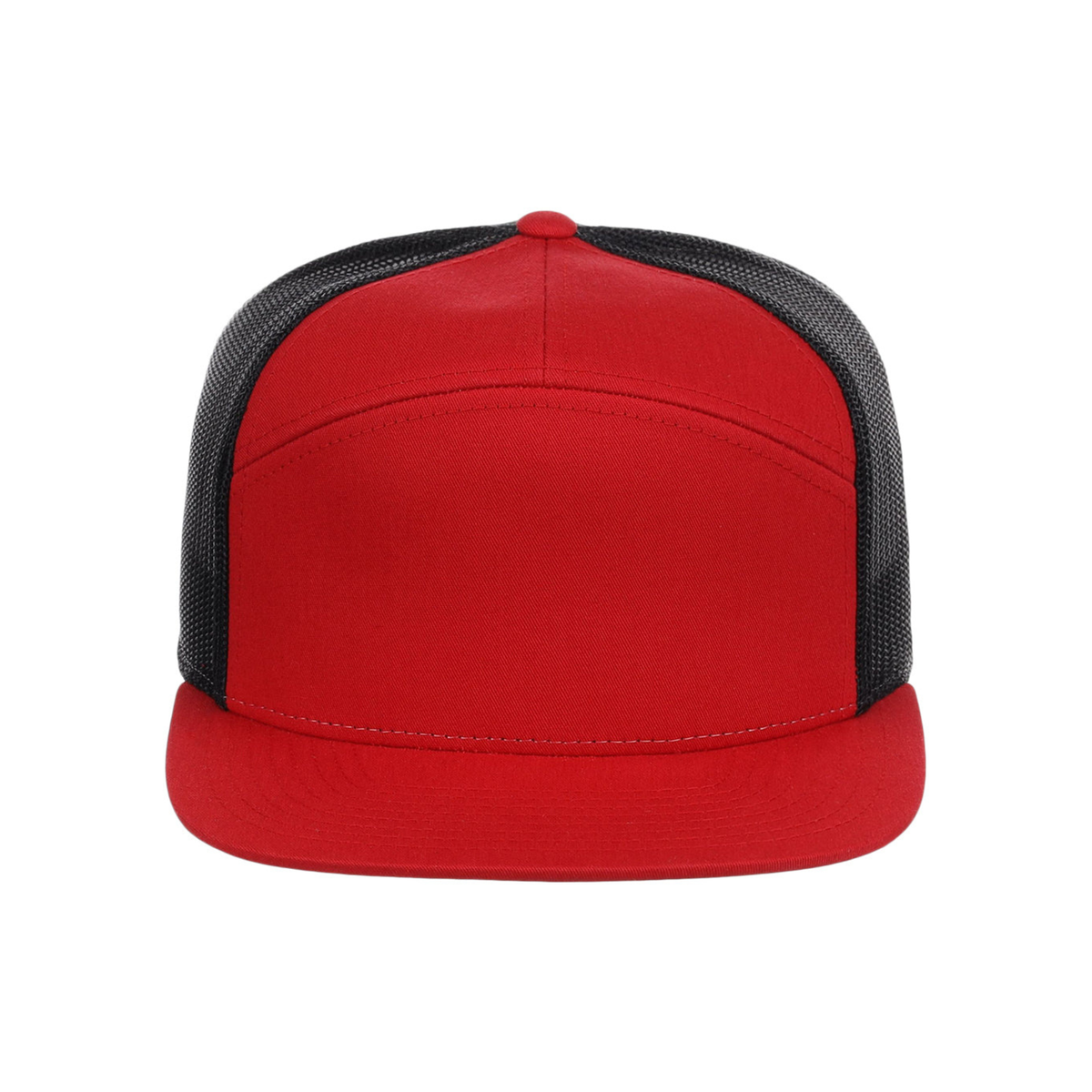 Richardson 168 Custom Patch 7-Panel Trucker Hat – High Profile Flat Bill in Red/Black - view 2