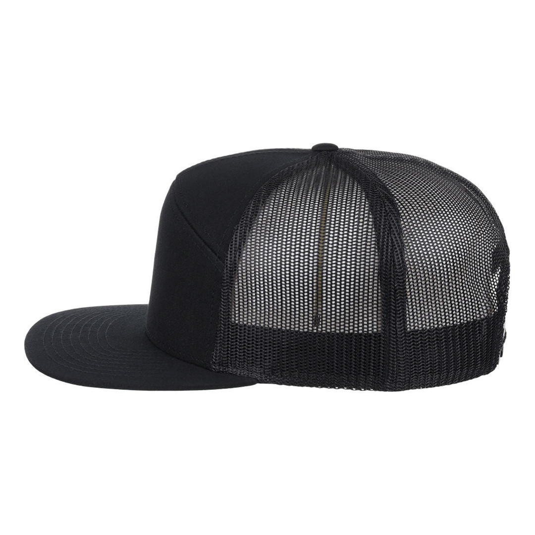 Richardson 168 Custom Patch 7-Panel Trucker Hat – High Profile Flat Bill in Black - view 3