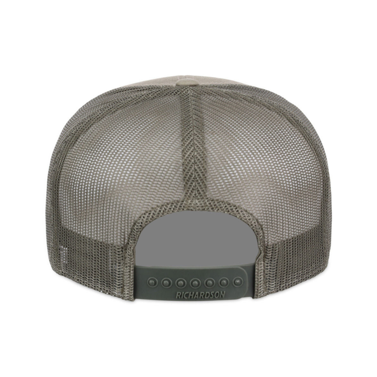 Richardson 168 Custom Patch 7-Panel Trucker Hat – High Profile Flat Bill in Khaki/Light Green - view 4