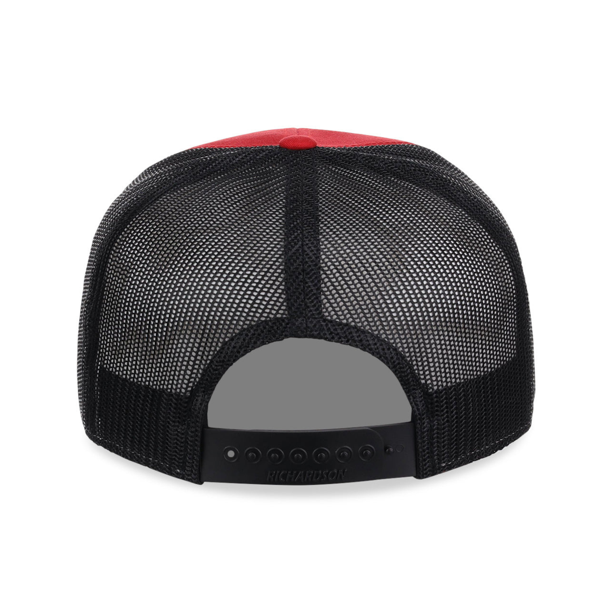 Richardson 168 Custom Patch 7-Panel Trucker Hat – High Profile Flat Bill in Red/Black - view 4
