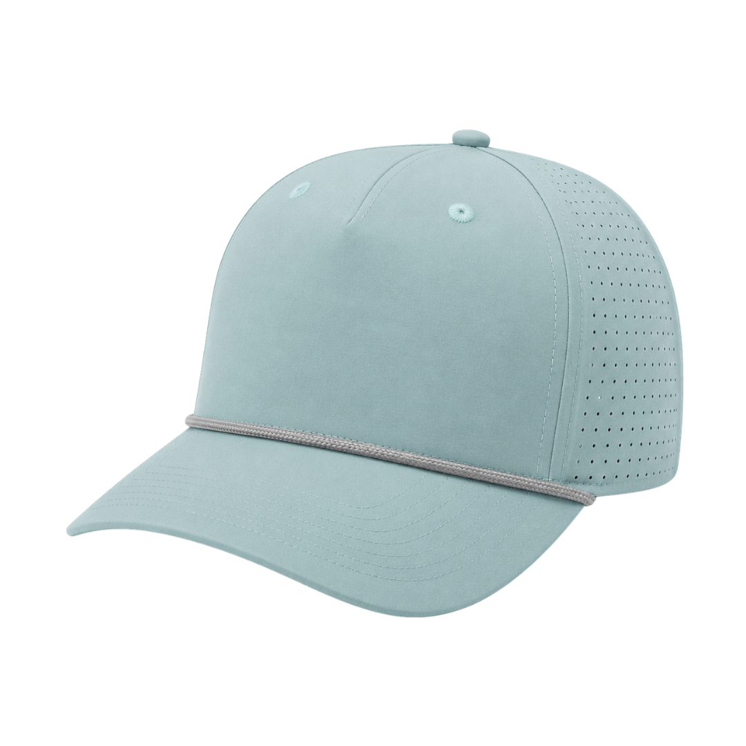 Richardson 355 Custom Patch Performance Rope Hat – Laser Perforated Nylon Snapback | PVC, Leather or Woven Patch - Smoke Blue/Gray