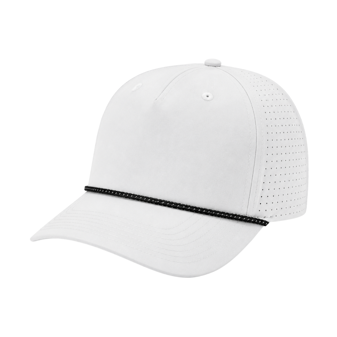 Richardson 355 Custom Patch Performance Rope Hat – Laser Perforated Nylon Snapback | PVC, Leather or Woven Patch - Silver/Black/Silver