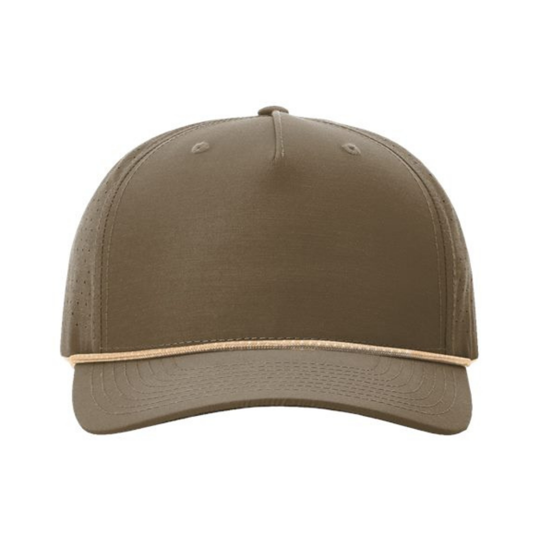 Richardson 355 Custom Patch Performance Rope Hat – Laser Perforated Nylon Snapback | PVC, Leather or Woven Patch - Dark Loden/Tannin