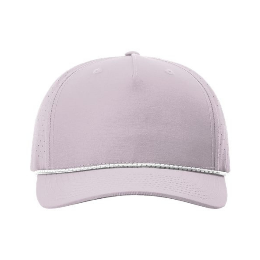 Richardson 355 Custom Patch Performance Rope Hat – Laser Perforated Nylon Snapback | PVC, Leather or Woven Patch - Lilac/White/Gray
