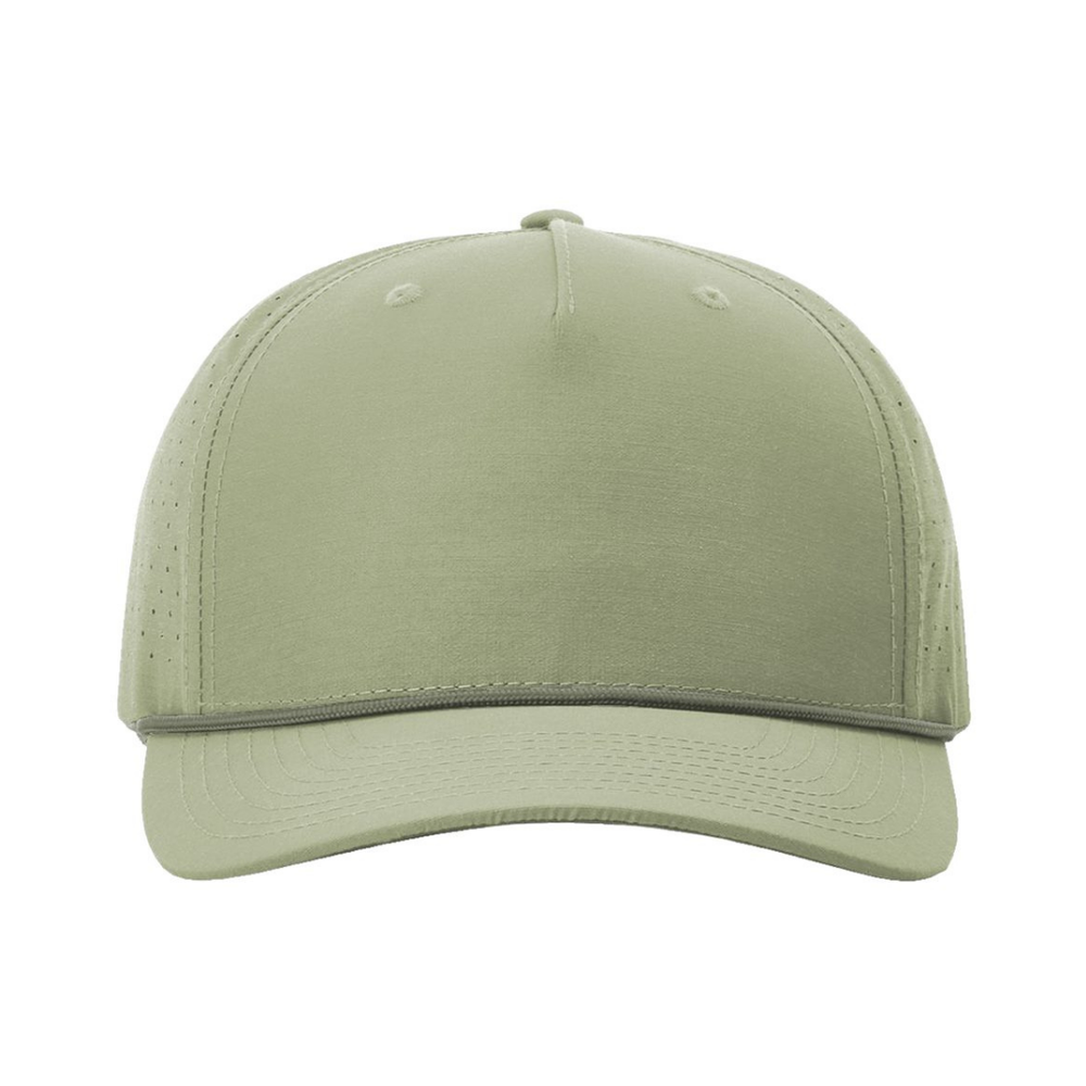 Richardson 355 Custom Patch Performance Rope Hat – Laser Perforated Nylon Snapback | PVC, Leather or Woven Patch - Light Olive/Olive