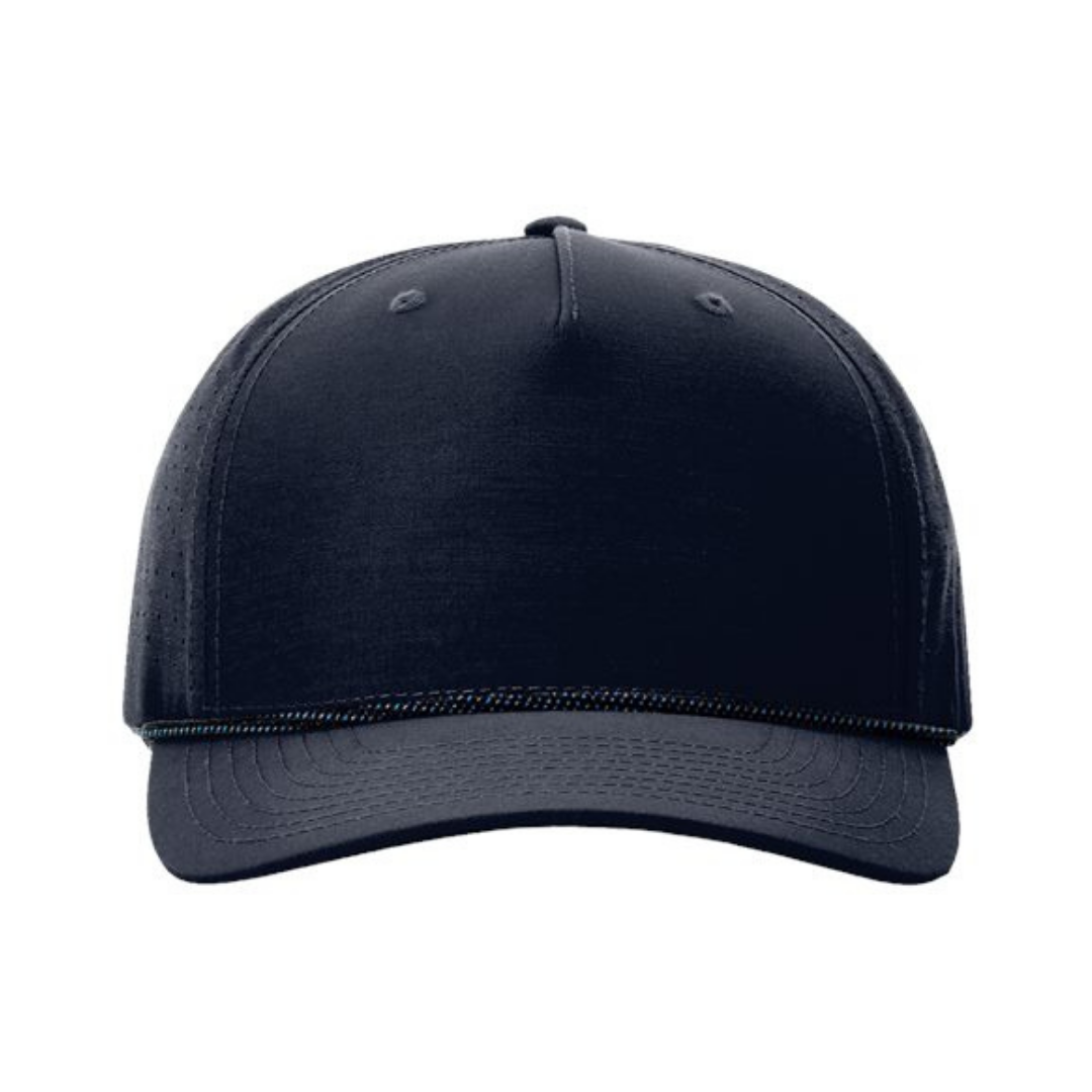 Richardson 355 Custom Patch Performance Rope Hat – Laser Perforated Nylon Snapback | PVC, Leather or Woven Patch - Navy/Midnight Navy