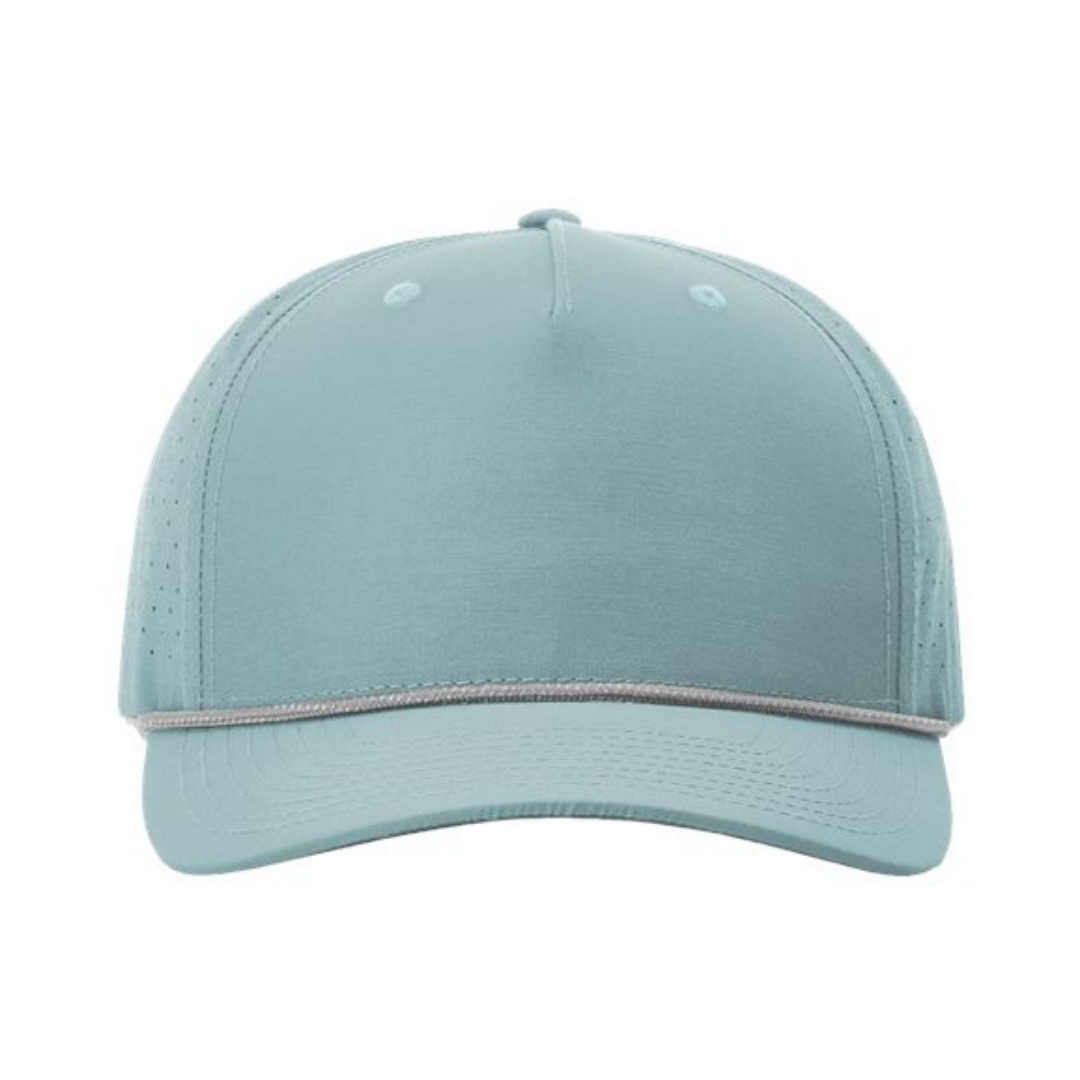 Richardson 355 Custom Patch Performance Rope Hat – Laser Perforated Nylon Snapback | PVC, Leather or Woven Patch - Smoke Blue/Gray