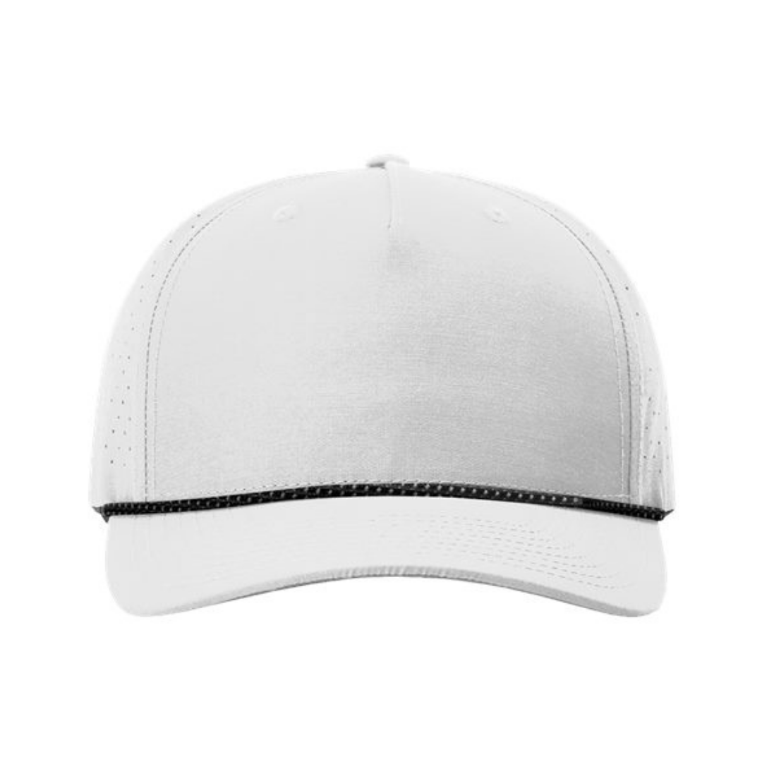 Richardson 355 Custom Patch Performance Rope Hat – Laser Perforated Nylon Snapback | PVC, Leather or Woven Patch - Silver/Black/Silver