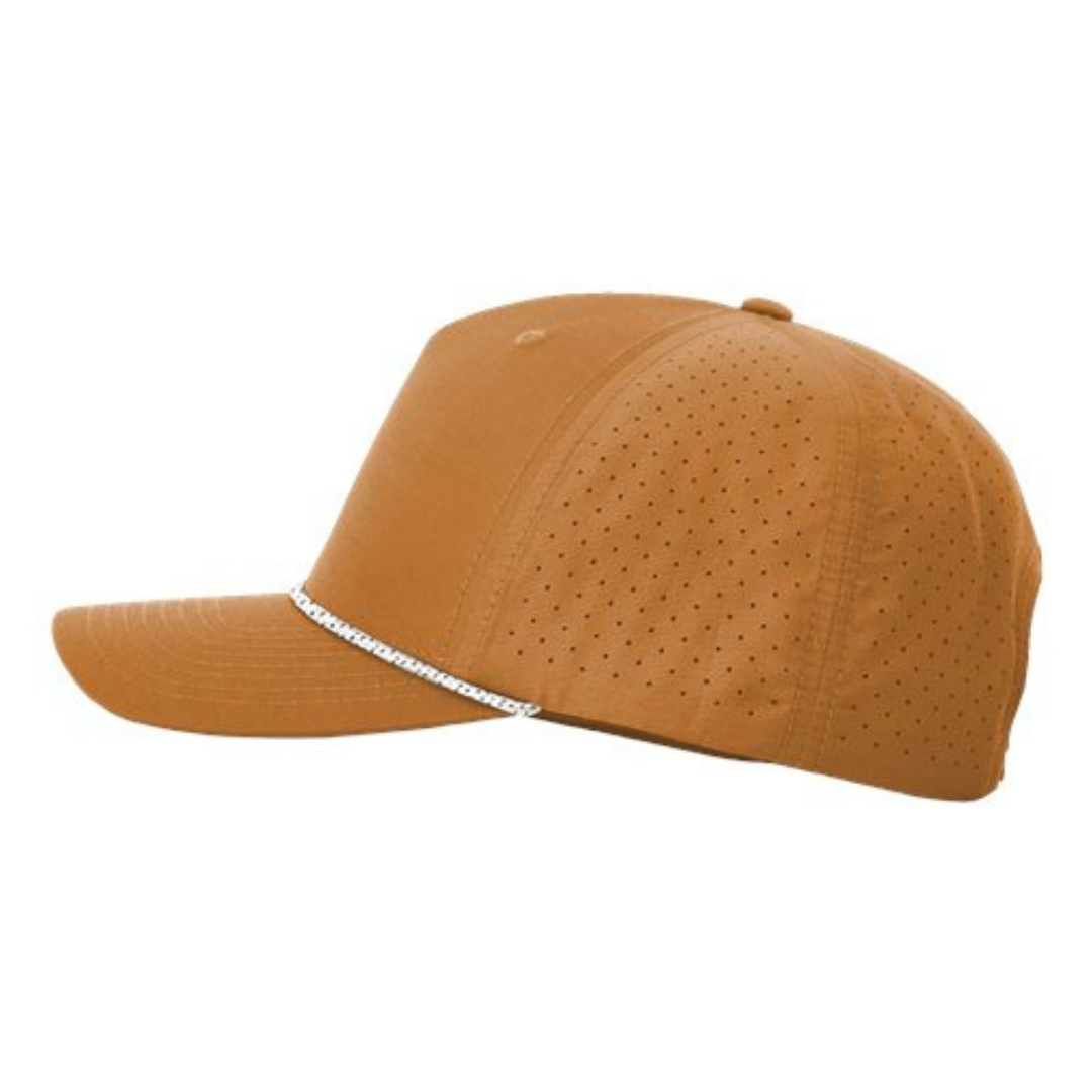 Richardson 355 Custom Patch Performance Rope Hat – Laser Perforated Nylon Snapback | PVC, Leather or Woven Patch - Clay/White/Black