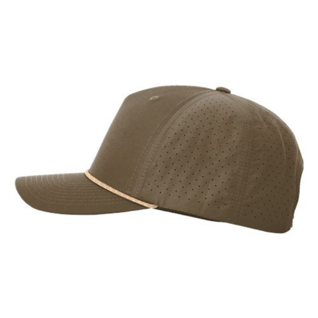Richardson 355 Custom Patch Performance Rope Hat – Laser Perforated Nylon Snapback | PVC, Leather or Woven Patch - Dark Loden/Tannin