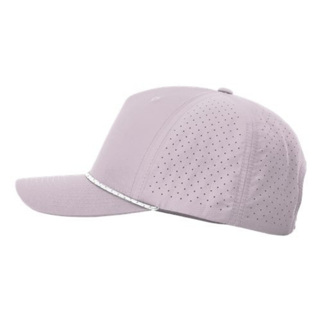 Richardson 355 Custom Patch Performance Rope Hat – Laser Perforated Nylon Snapback | PVC, Leather or Woven Patch - Lilac/White/Gray