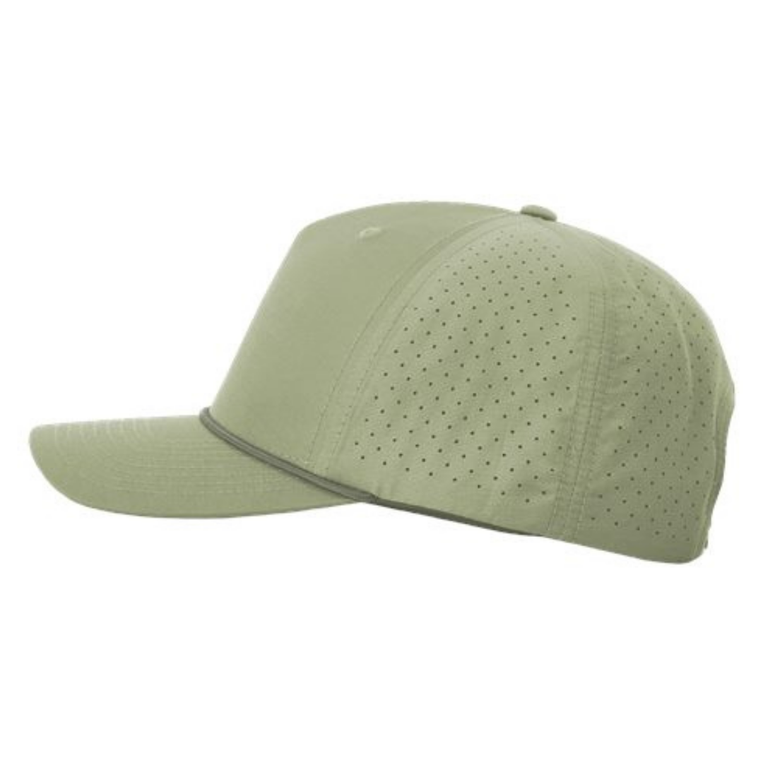 Richardson 355 Custom Patch Performance Rope Hat – Laser Perforated Nylon Snapback | PVC, Leather or Woven Patch - Light Olive/Olive