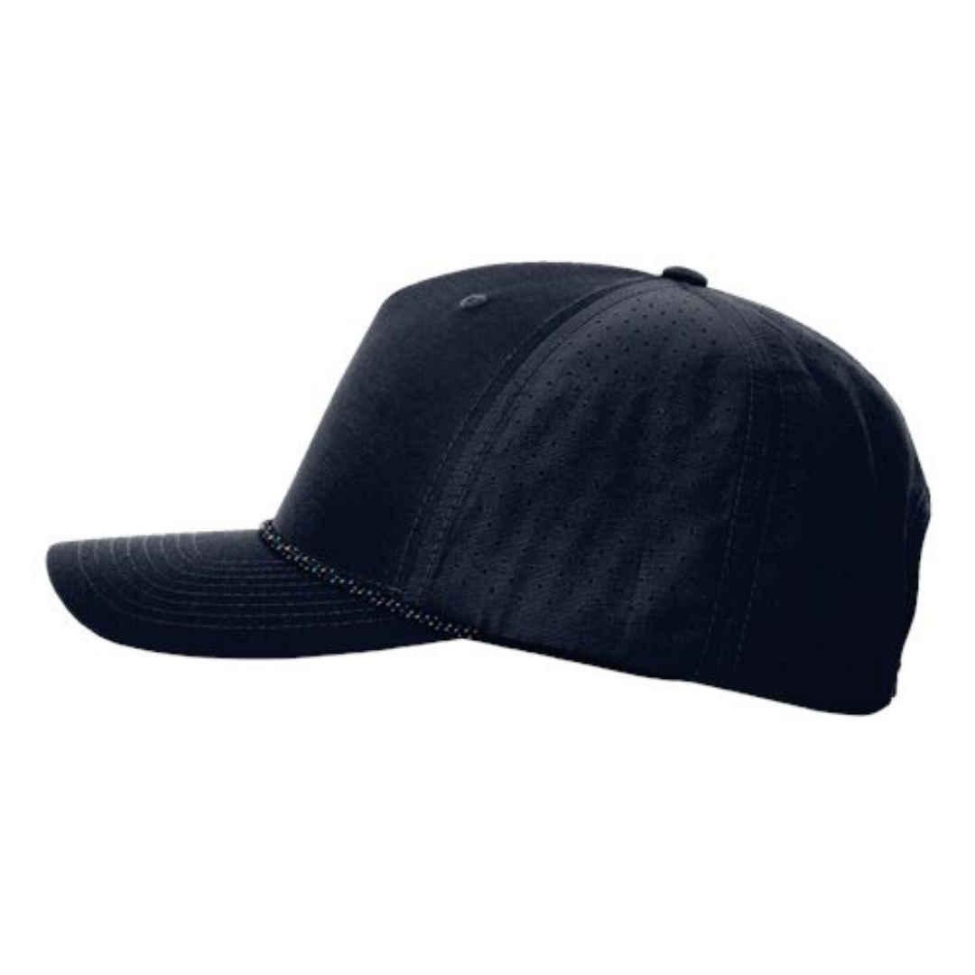 Richardson 355 Custom Patch Performance Rope Hat – Laser Perforated Nylon Snapback | PVC, Leather or Woven Patch - Navy/Midnight Navy
