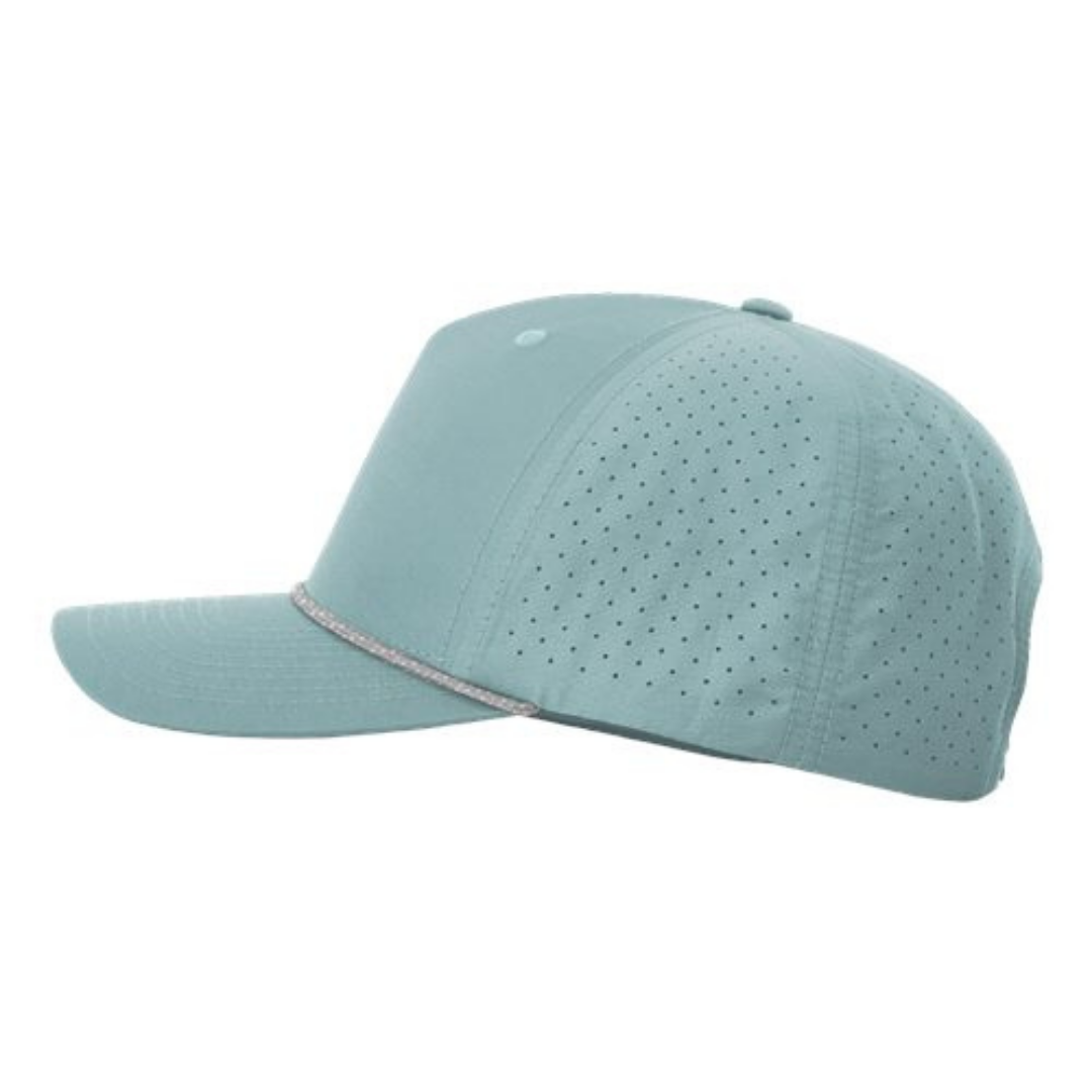 Richardson 355 Custom Patch Performance Rope Hat – Laser Perforated Nylon Snapback | PVC, Leather or Woven Patch - Smoke Blue/Gray