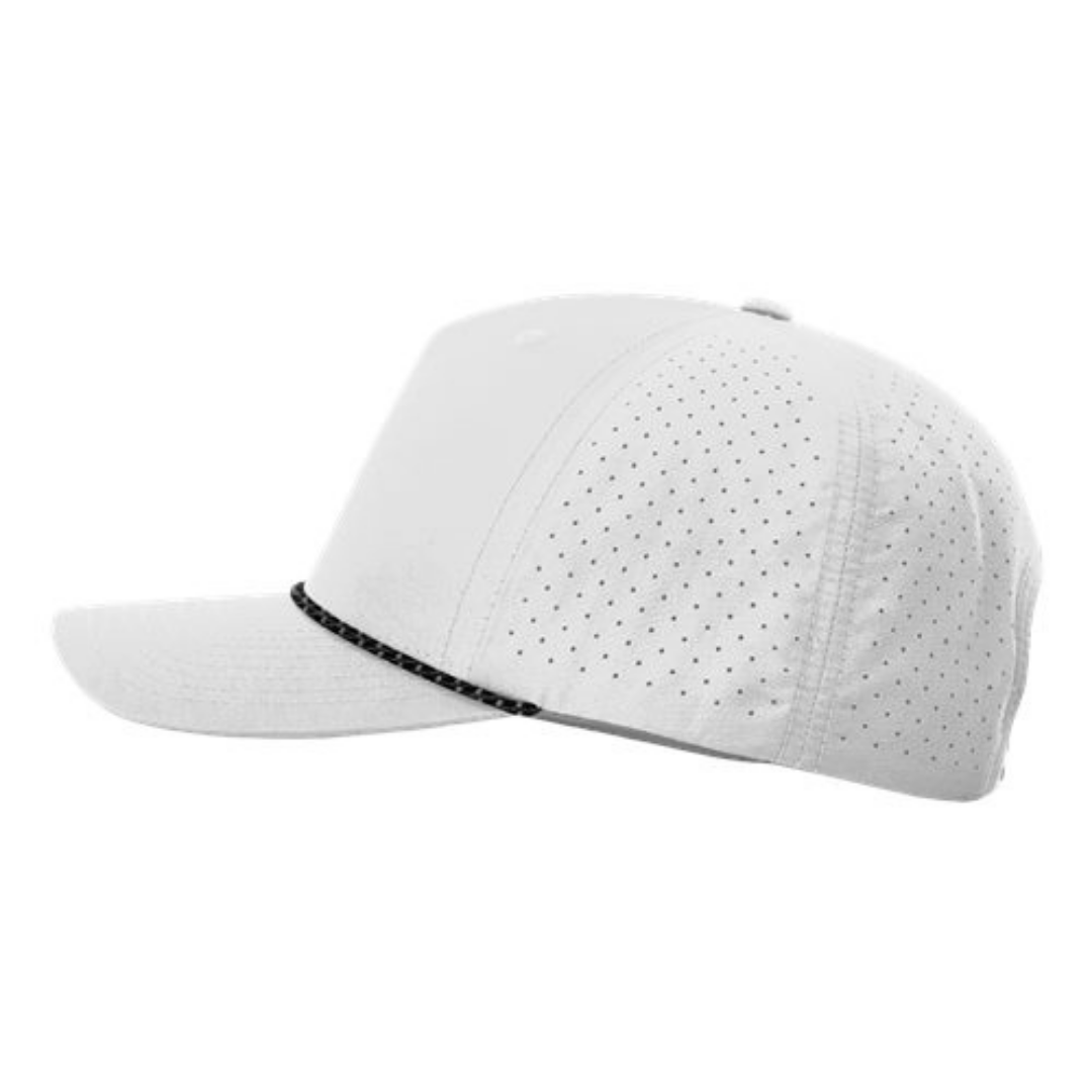 Richardson 355 Custom Patch Performance Rope Hat – Laser Perforated Nylon Snapback | PVC, Leather or Woven Patch - Silver/Black/Silver